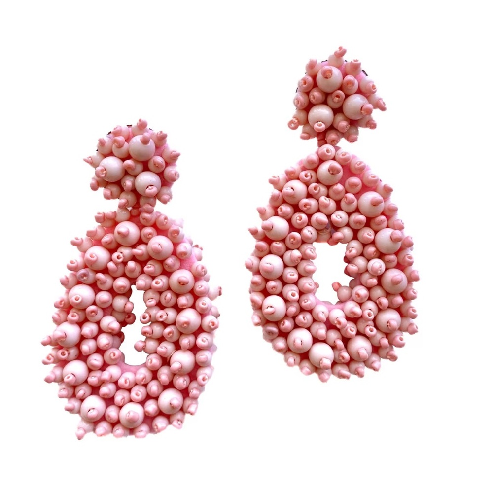 Sugarfix Baublebar Bohemian Pink Seed Beaded Statement Earrings